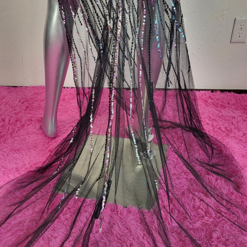 NWT~$990~JOVANI~SZ 2~BLACK PINK BEADED SEQUIN SLIT PROM EVENING GOWN DRESS - Picture 13 of 16